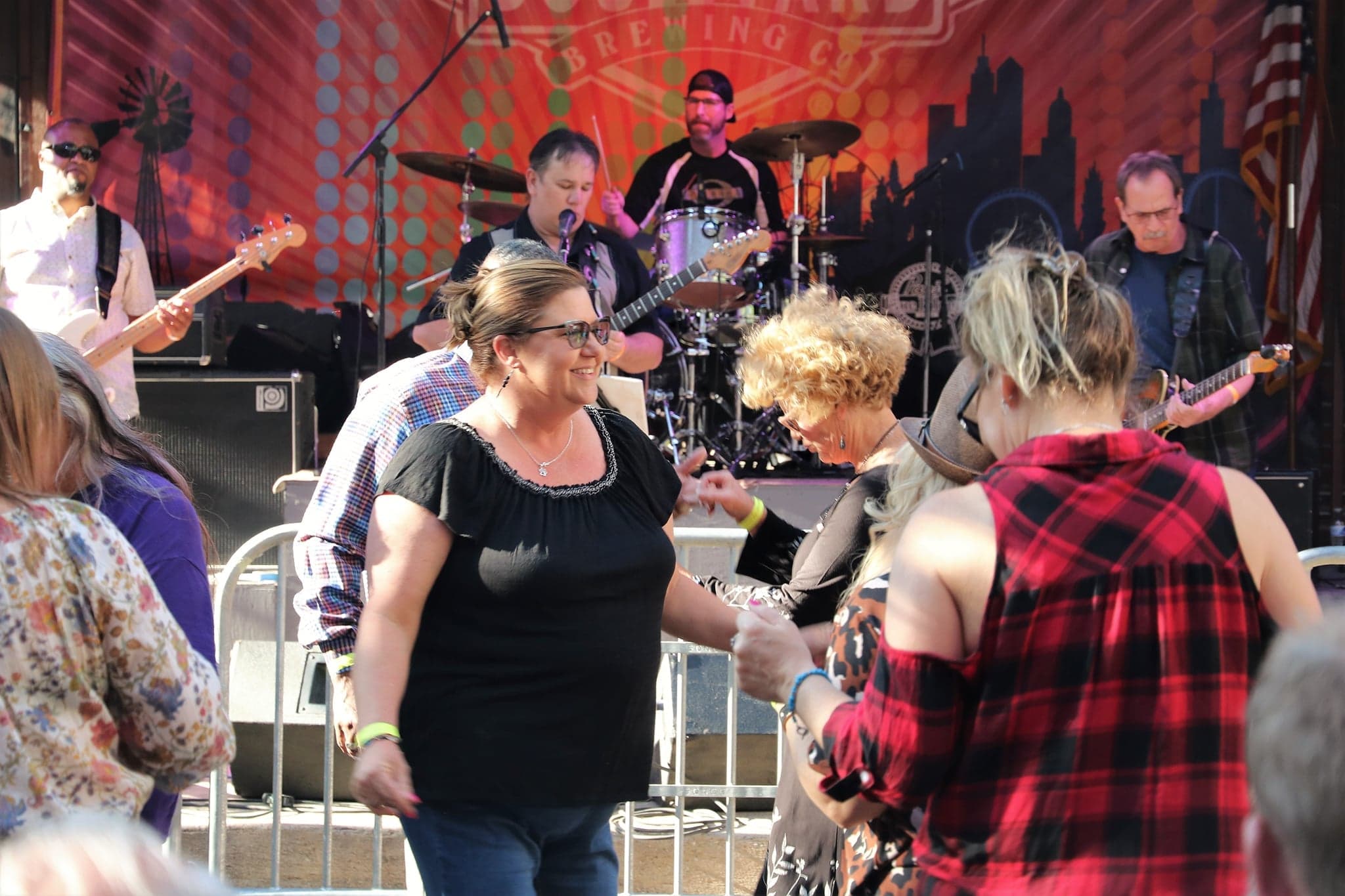 Audience dancing during a James Pitts Band performance.